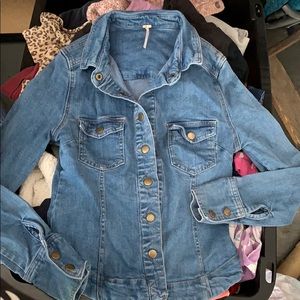Free People Denim Jean Snap Button Jacket